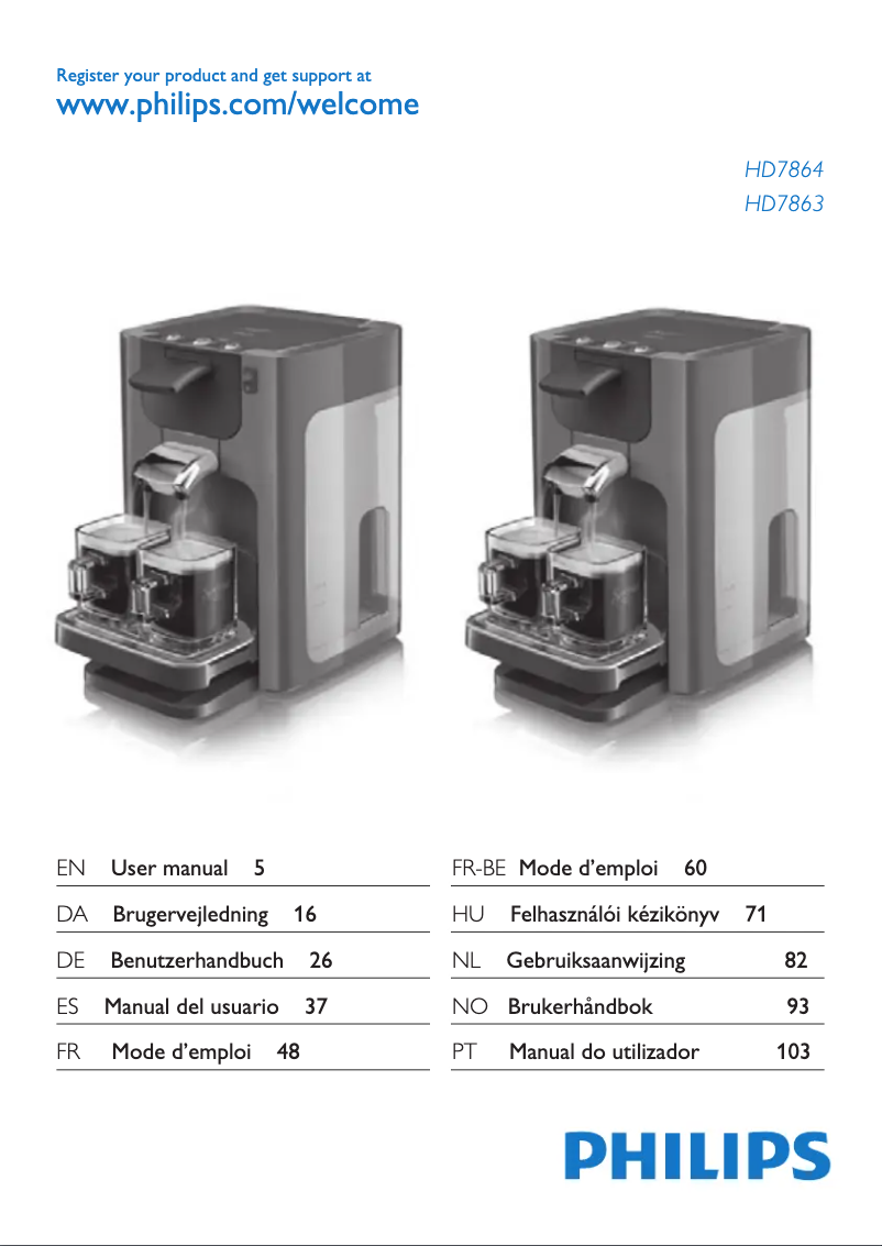 Page n°1 - Manuel utilisateur Philips Senseo Quadrante HD7865