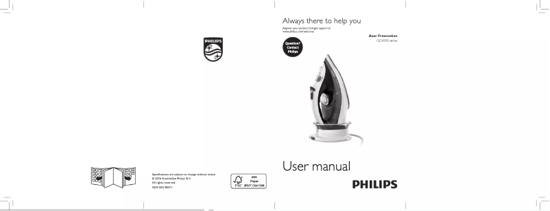 Page 1 de la notice Manuel utilisateur Philips Azur FreeMotion GC4596