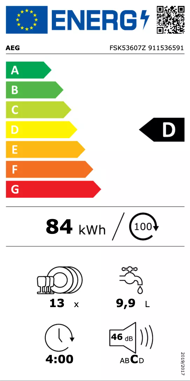 Page n°1 - Label énergétique AEG FSK53607Z