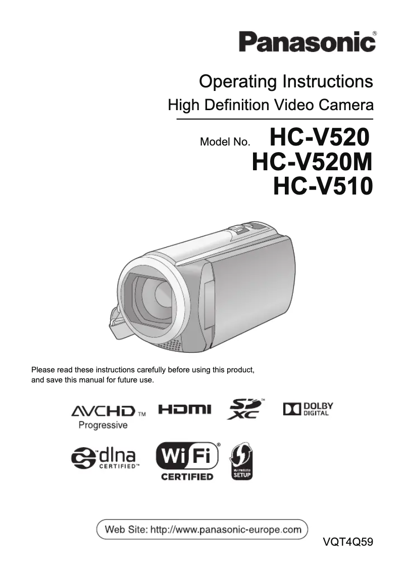 Page 1 de la notice Manuel utilisateur Panasonic HC-V520M