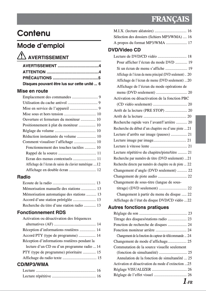 Page 1 de la notice Manuel utilisateur Alpine IVA-D300R
