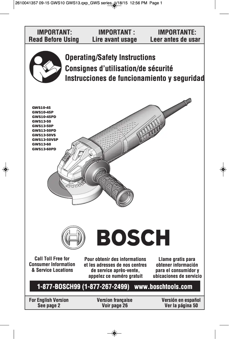 Página 1 del manual Manual de usuario Bosch GWS13-60PD