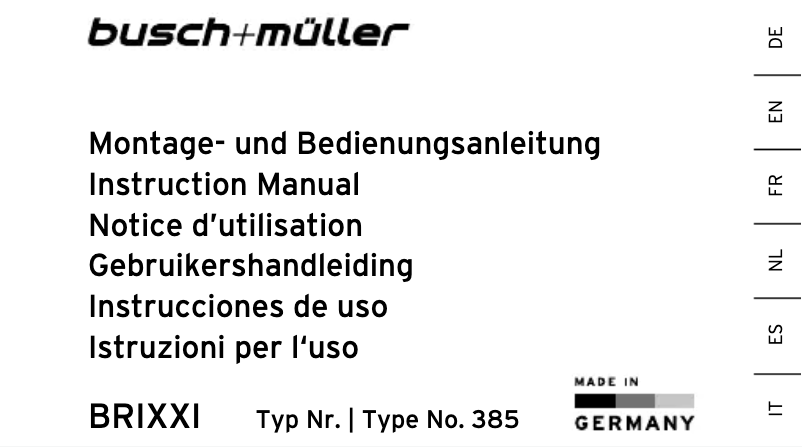 Página 1 del manual Manual de usuario Busch + Müller BRIXXI