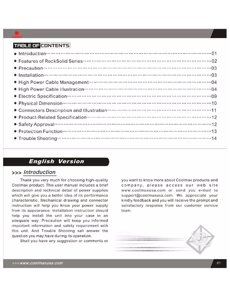 Page n°1 - Manuel utilisateur CoolMax CUQ-1350B