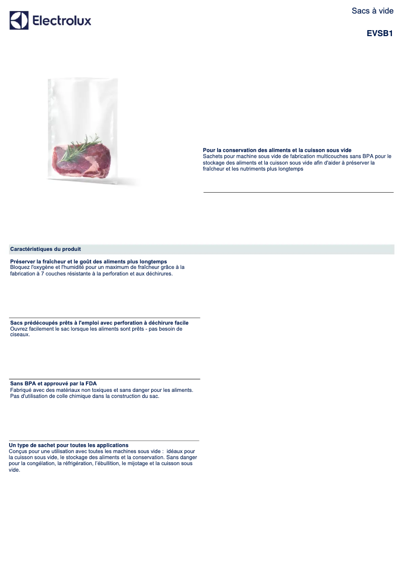 Page 1 de la notice Manuel utilisateur Electrolux EVSB1