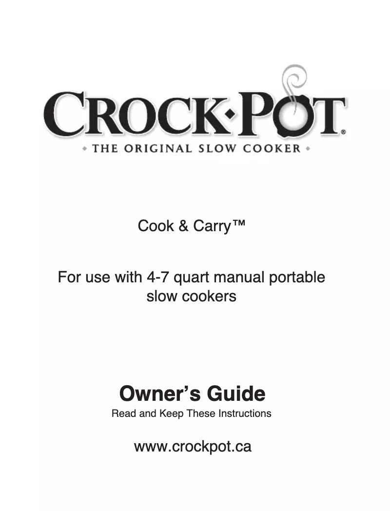 Page 1 de la notice Manuel utilisateur Crock-Pot Cook & Carry SCCPVL400-S