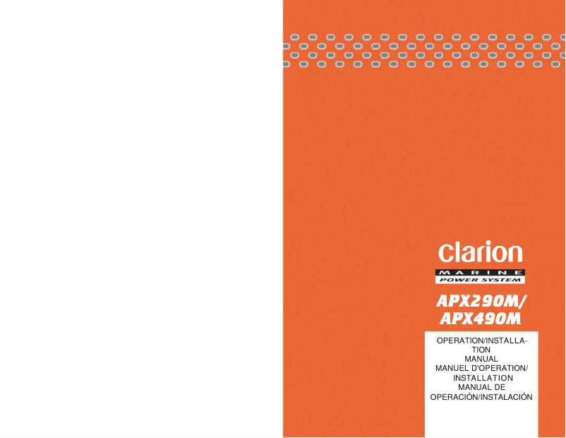 Page n°1 - Manuel utilisateur Clarion APX490M