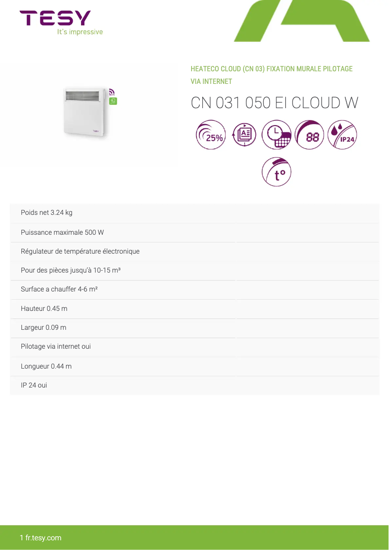 Image de la première page du manuel de l'appareil CN 031 050 EI CLOUD W