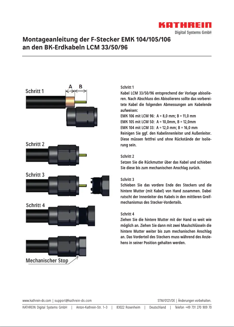 Page 1 de la notice Manuel utilisateur Kathrein EMK 106
