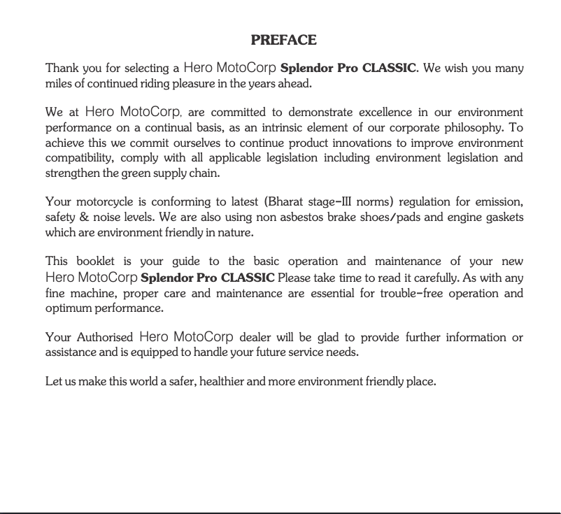 Imagen de la primera página del manual del dispositivo Splendor Pro Classic (2014)