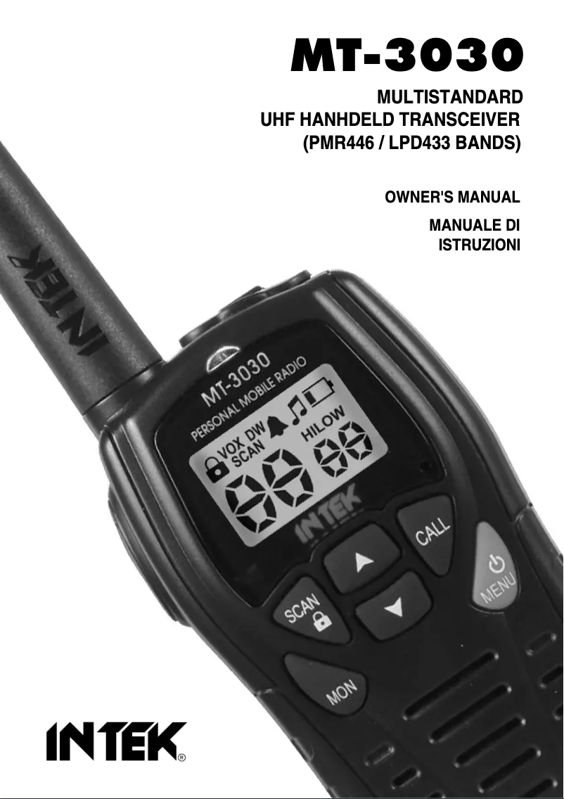 Page 1 de la notice Manuel utilisateur Intek MT-3030M