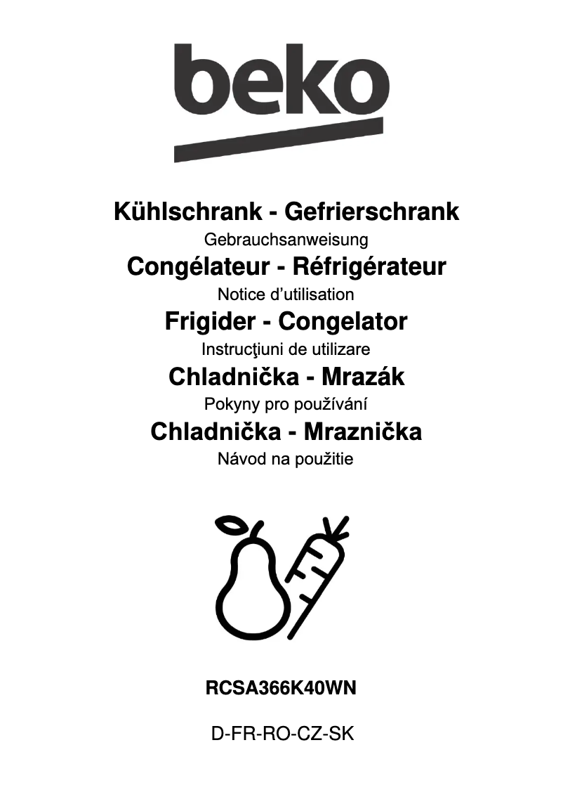 Image de la première page du manuel de l'appareil RCSA366K40WN