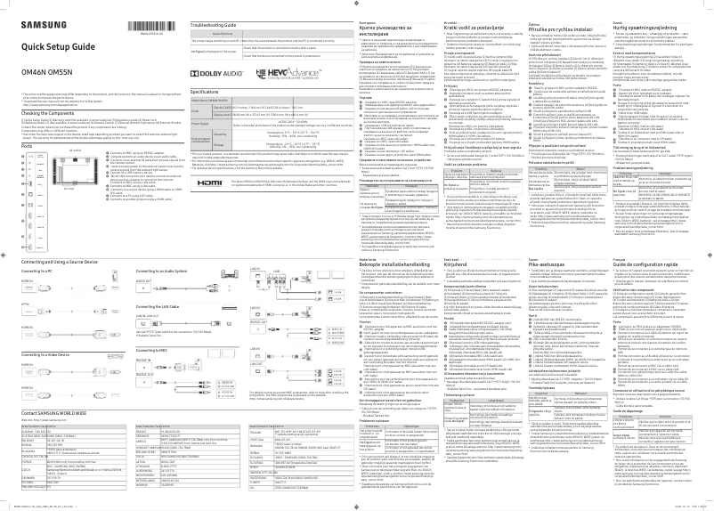 Page 1 de la notice Guide de démarrage rapide Samsung OM46N