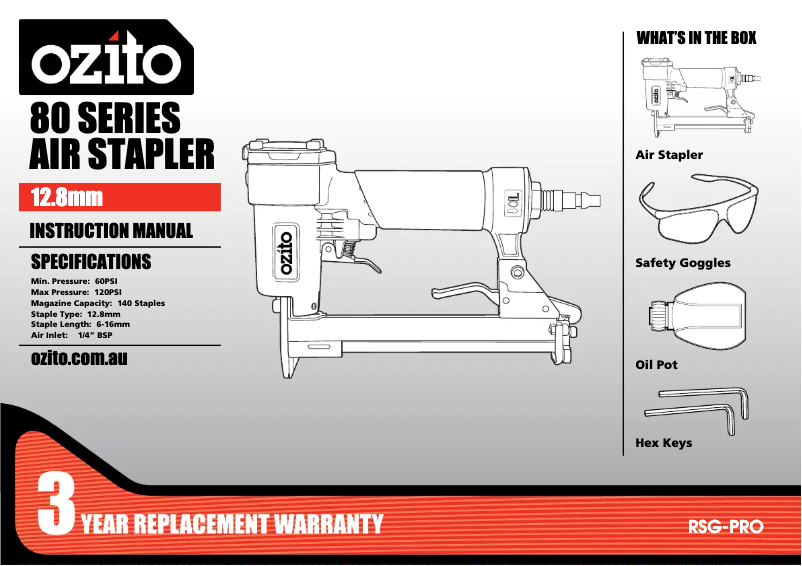 Page n°1 - Manuel utilisateur Ozito RSG-PRO