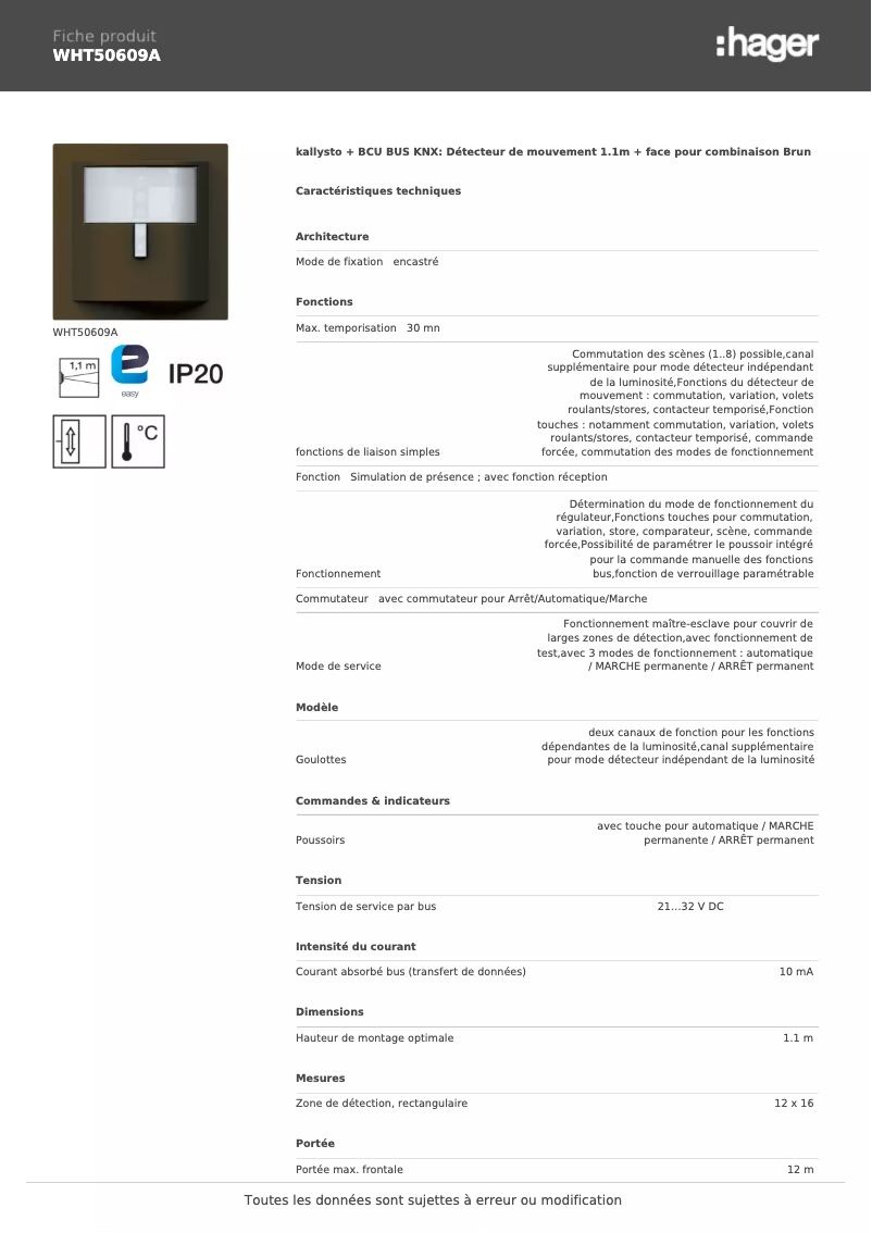 Image de la première page du manuel de l'appareil WHT50609A