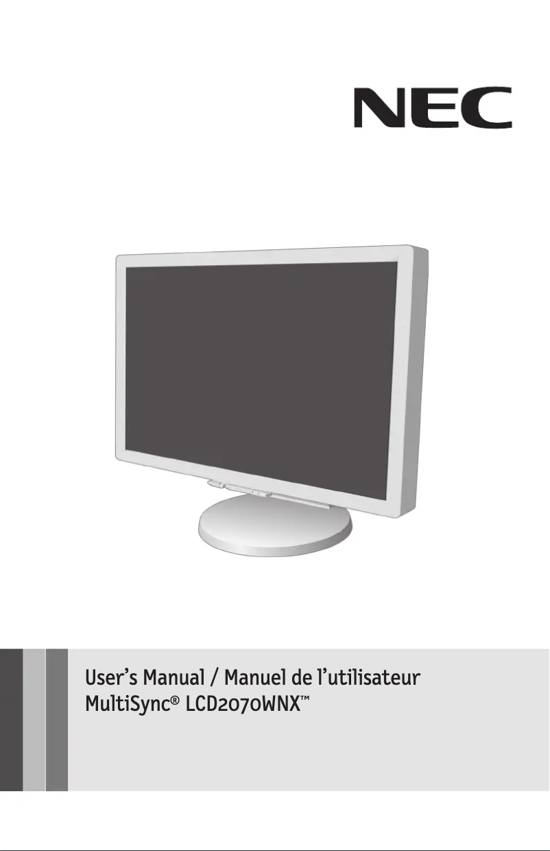 Página 1 del manual Manual de usuario NEC MultiSync LCD2070WNX