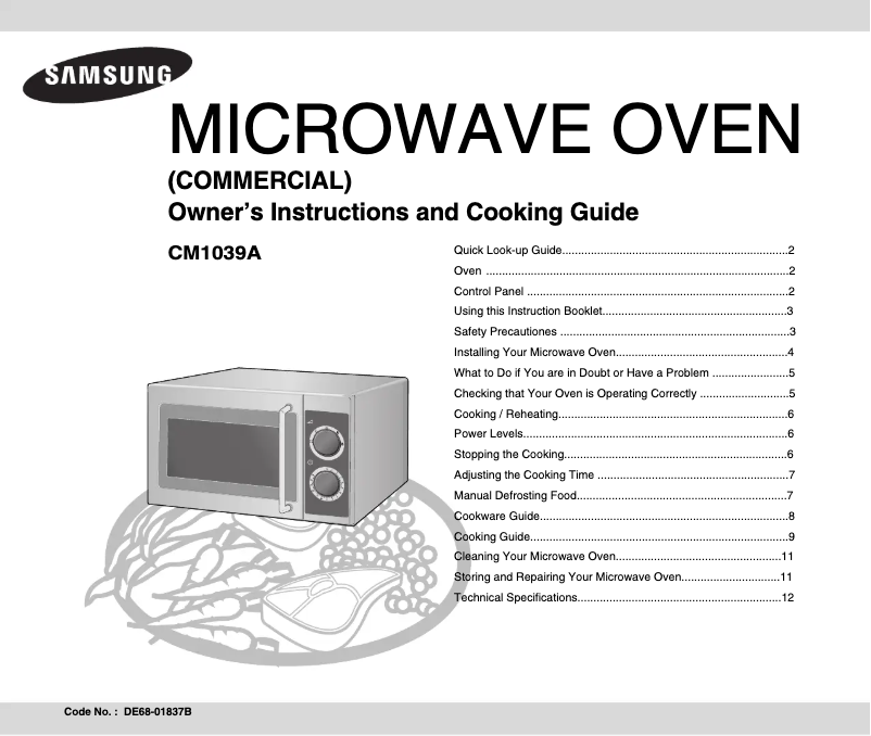 Page 1 de la notice Manuel utilisateur Samsung CM1039A-K