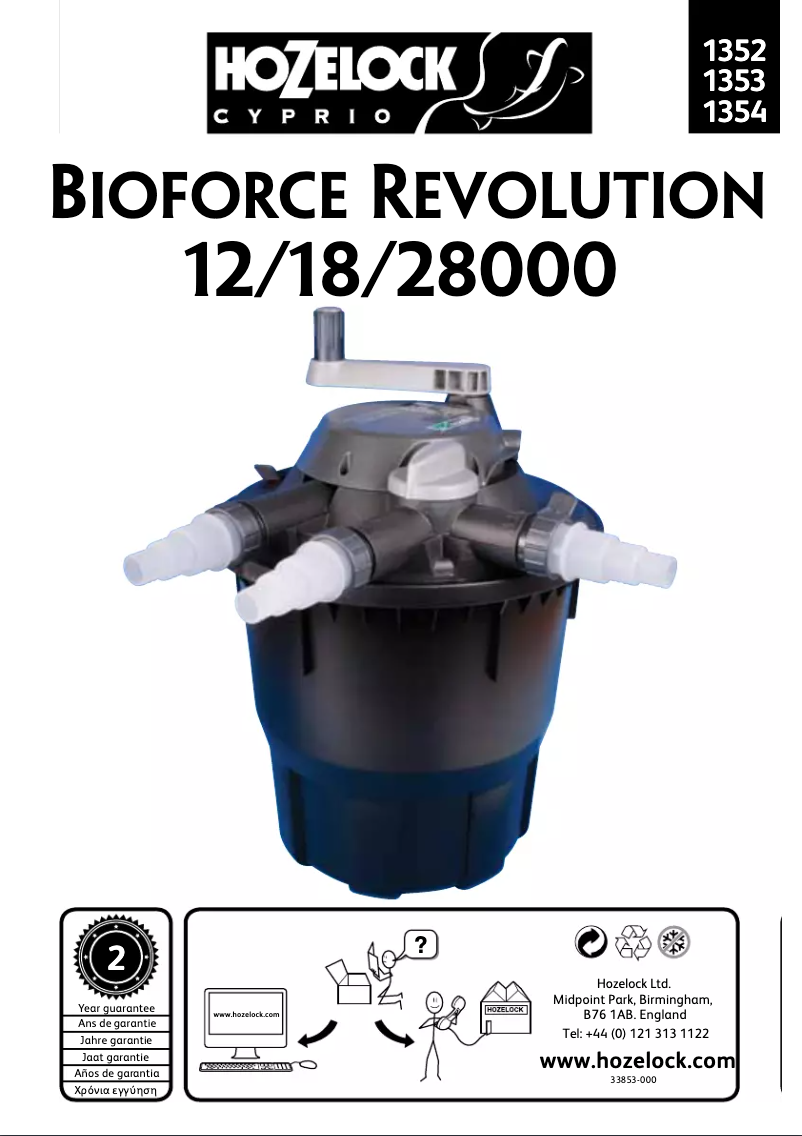 Page n°1 - Manuel utilisateur Hozelock Bioforce Revolution 12000
