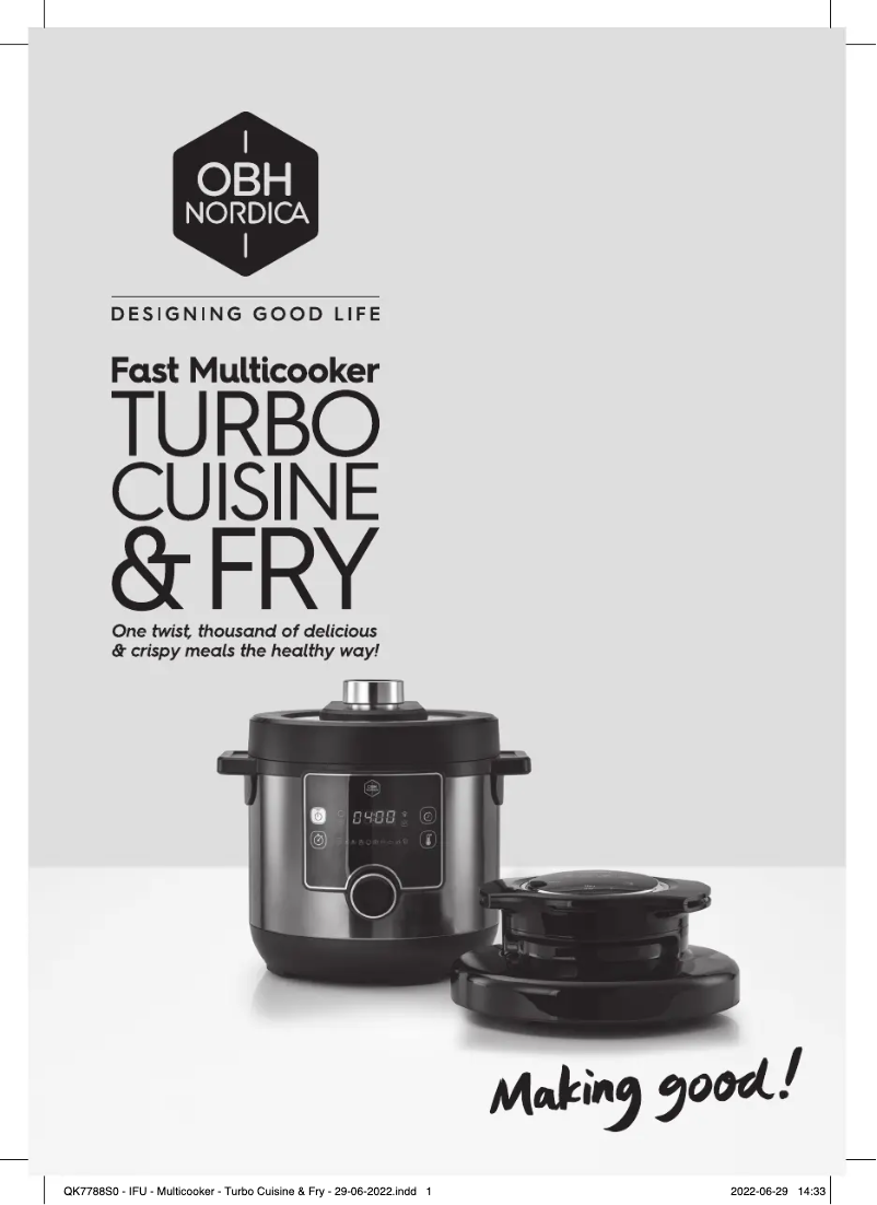 Page 1 de la notice Manuel utilisateur OBH Nordica Turbo Cuisine & Fry QK7788S0