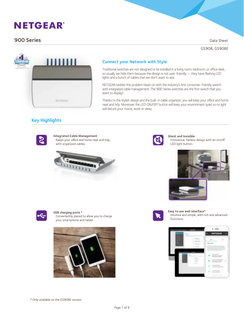 Page 1 de la notice Manuel utilisateur Netgear GS908
