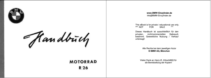 Page 1 of the manual User Manual BMW R26 (1955)
