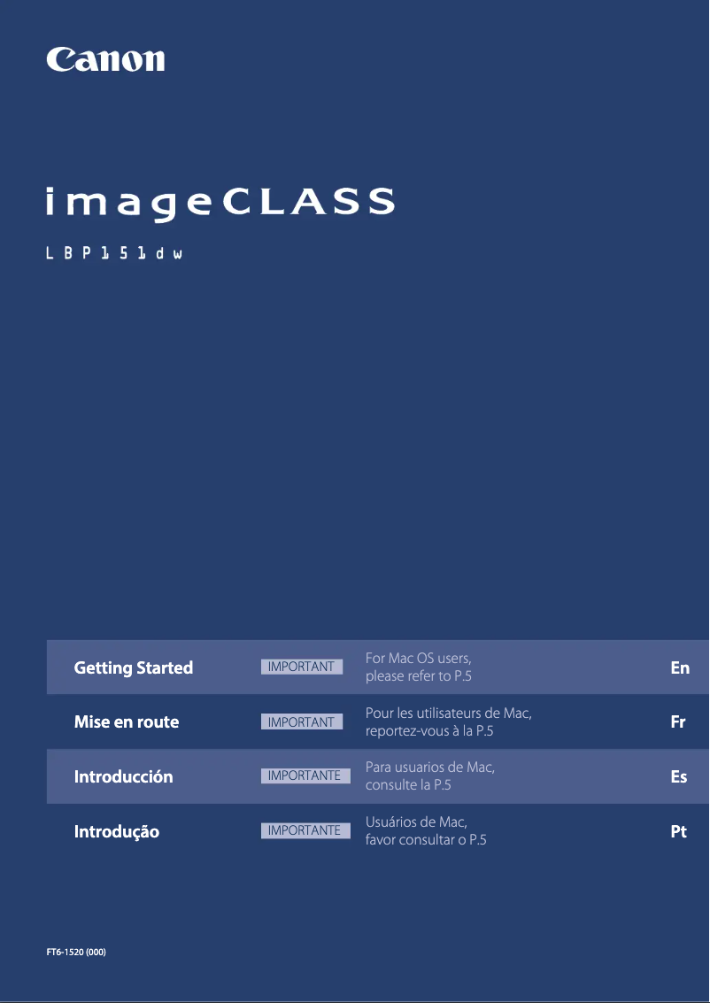 Page 1 de la notice Manuel utilisateur Canon imageCLASS LBP151dw
