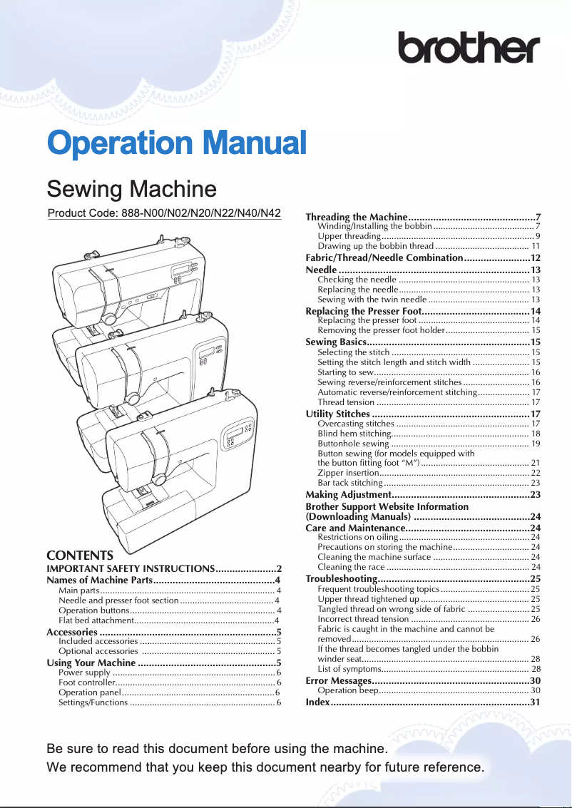 Page 1 de la notice Manuel utilisateur Brother FS40WTs