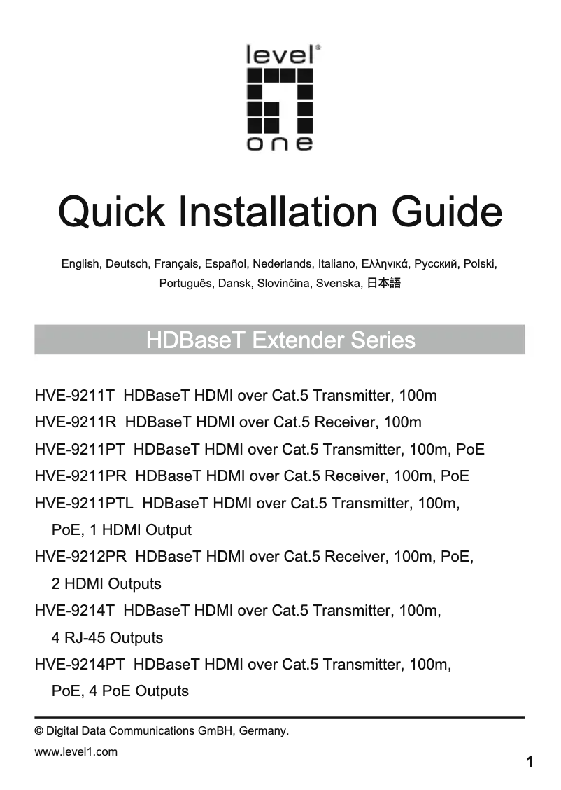 Page 1 de la notice Mode d'emploi LevelOne HVE-9214PT