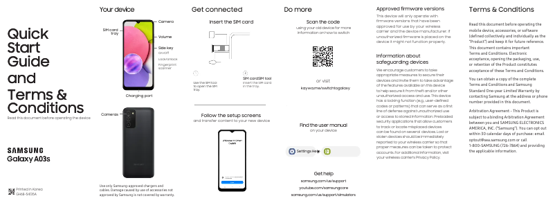 Image de la première page du manuel de l'appareil Galaxy A03s