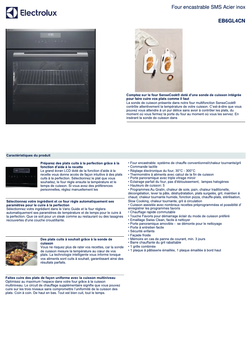 Página 1 del manual Ficha técnica Electrolux EB6GL4CN