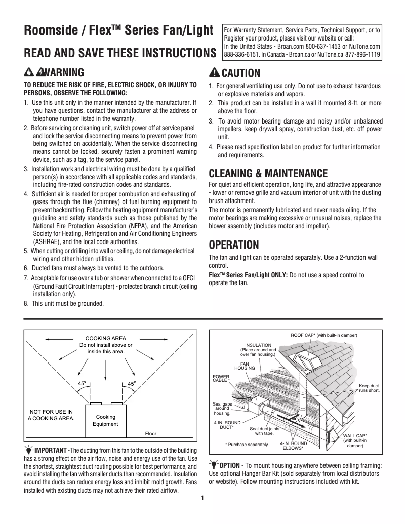 Page n°1 - Manuel utilisateur Broan AE50110DCL