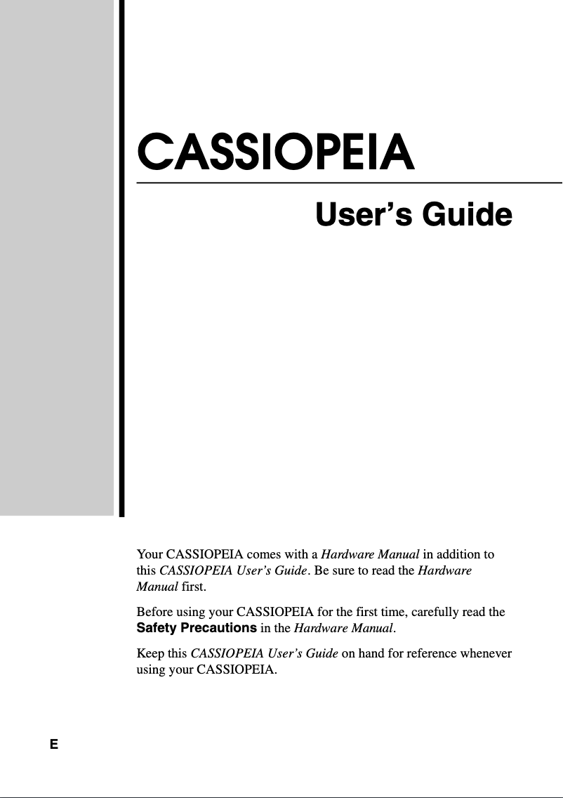 Page 1 de la notice Manuel utilisateur Casio Cassiopeia BE-300