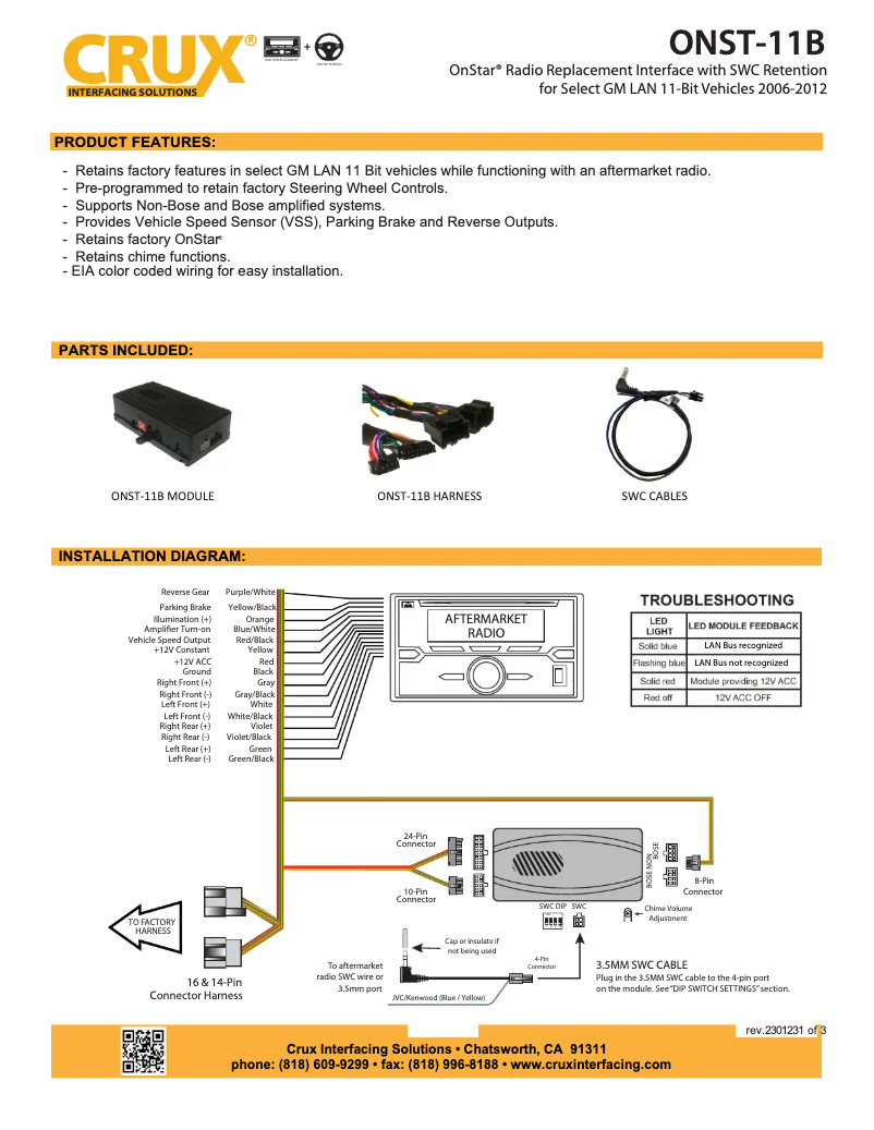 Page n°1 - Manuel utilisateur CRUX ONST-11B