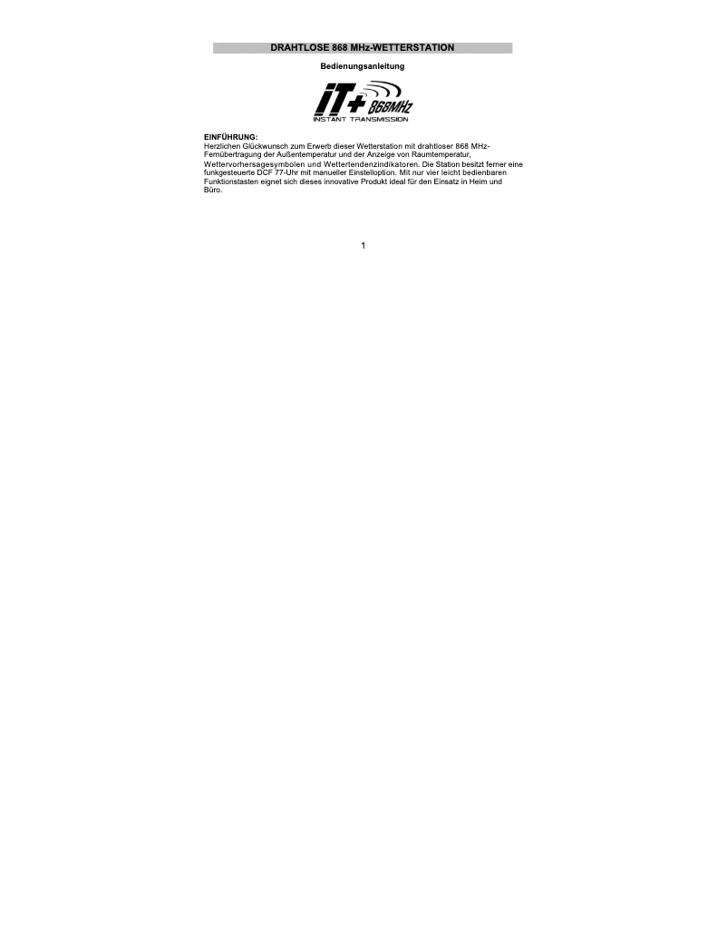 Page 1 de la notice Manuel utilisateur Techno Line WS 9215