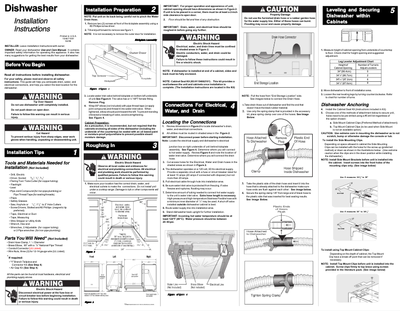 Page 1 de la notice Guide d'installation Electrolux EIDW6305GS