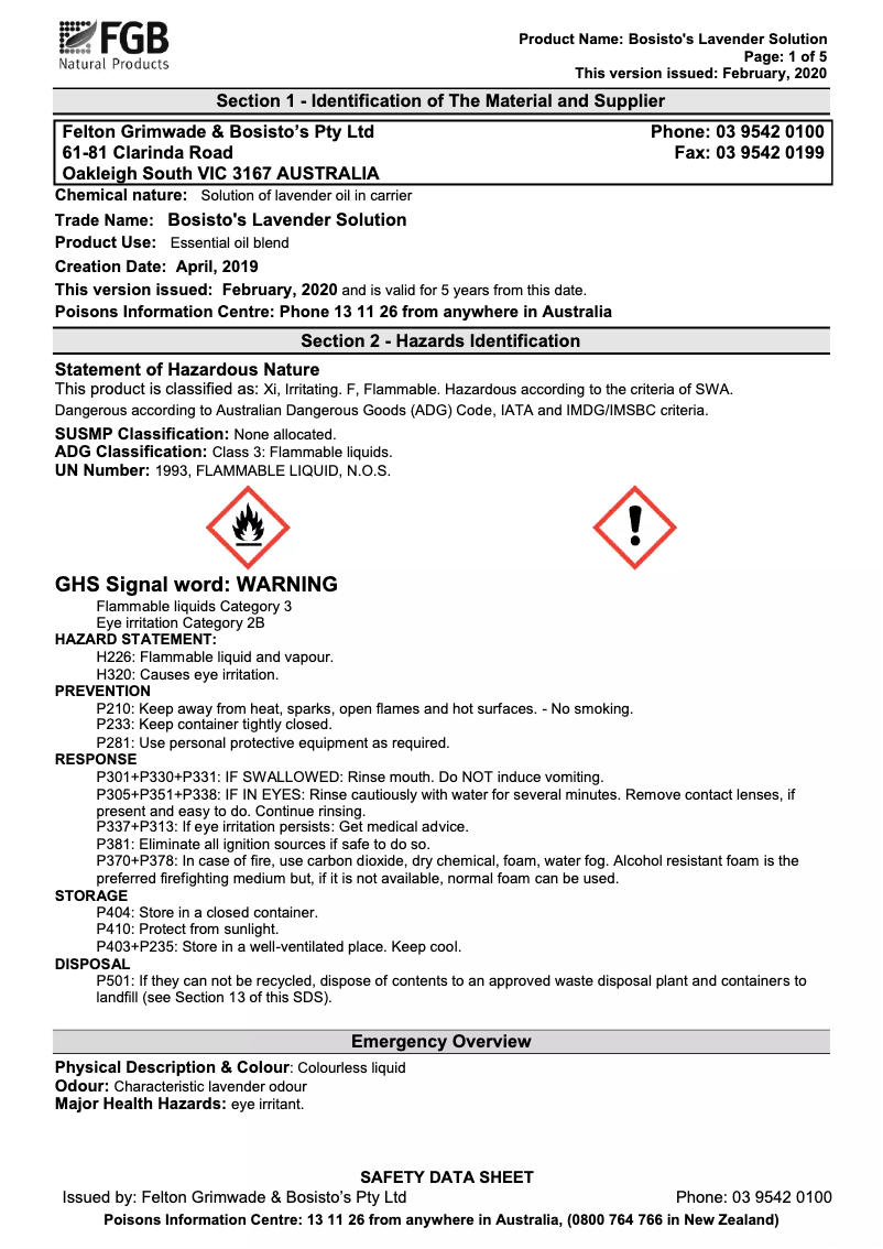 Página 1 del manual Manual de usuario Bosisto's Lavender Solution