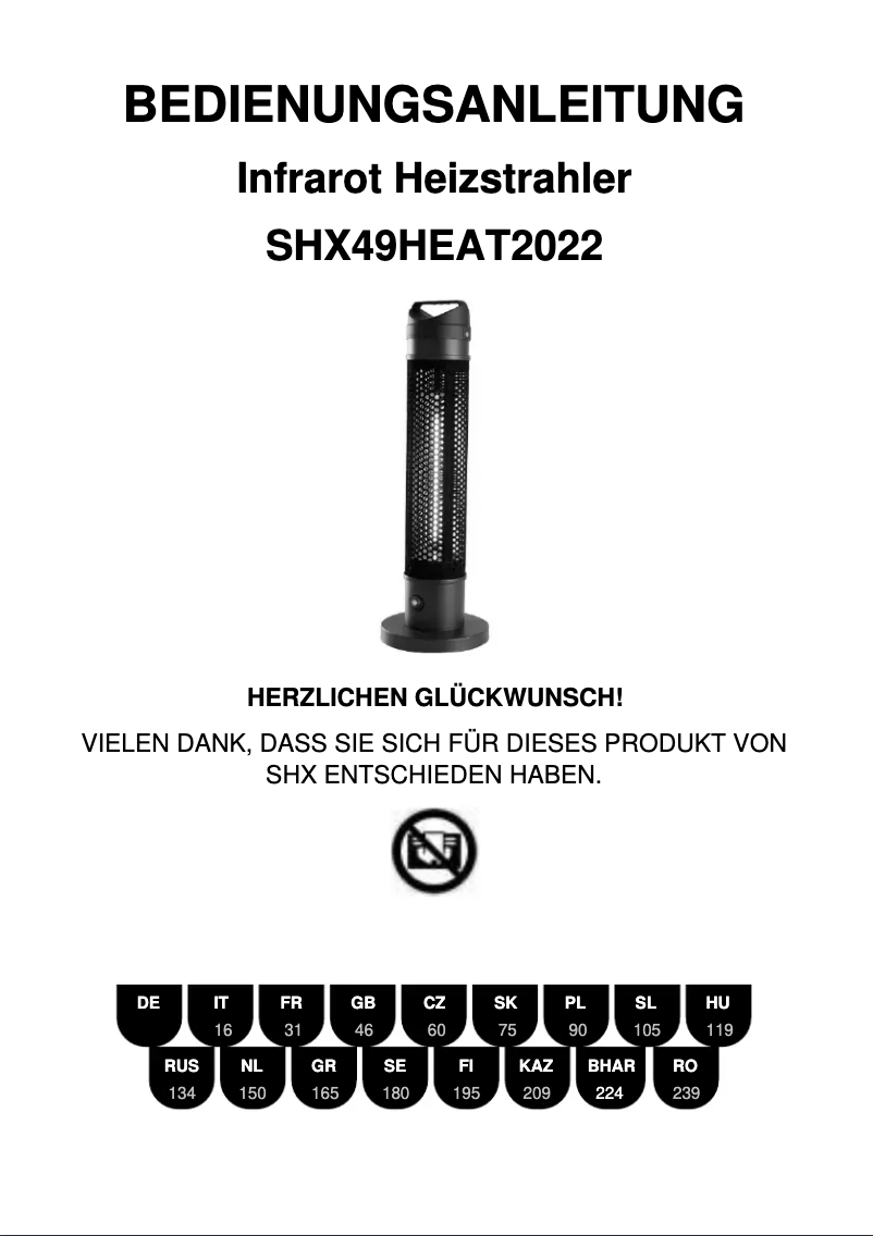 Page 1 de la notice Manuel utilisateur SHX SHX49HEAT2022