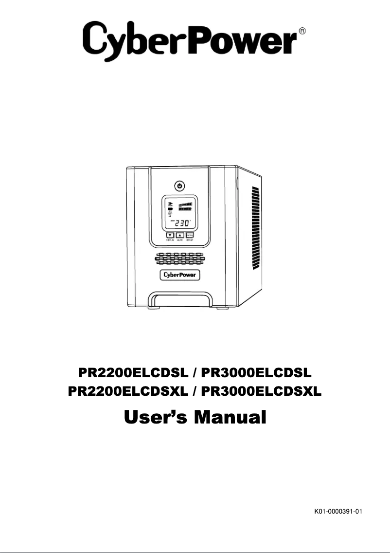 Page 1 de la notice Manuel utilisateur CyberPower PR2200ELCDSXL