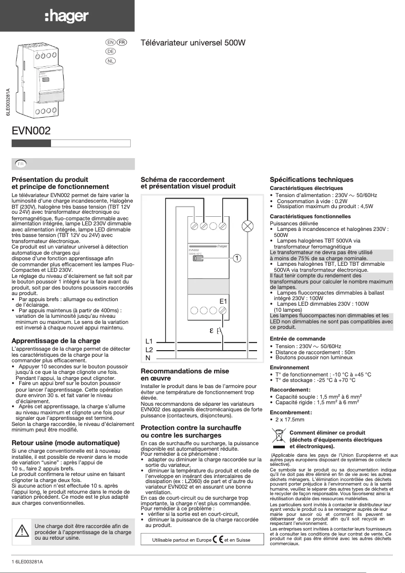 Image de la première page du manuel de l'appareil EVN002