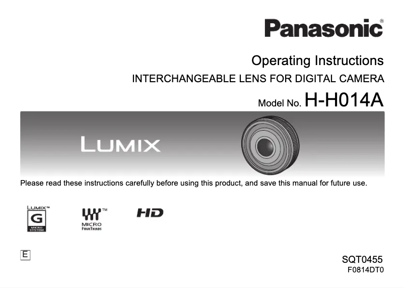 Page n°1 - Manuel utilisateur Panasonic Lumix H-H014A