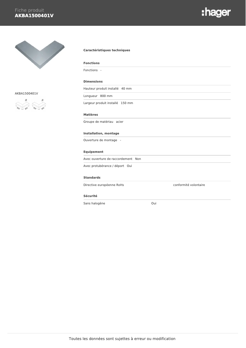 Image de la première page du manuel de l'appareil AKBA1500401V