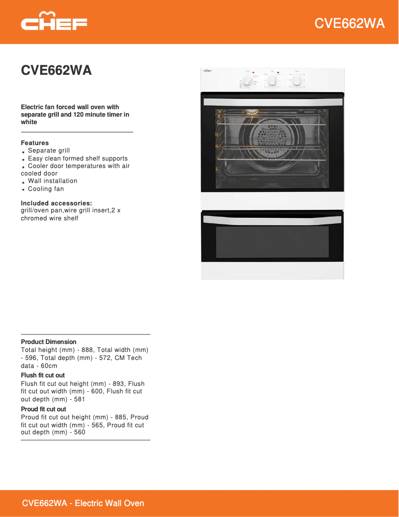 Page 1 de la notice Fiche technique Chef CVE662WA
