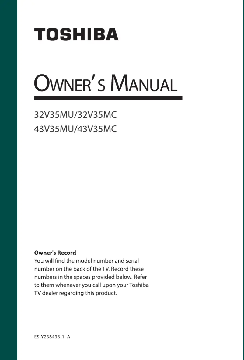 Page n°1 - Guide d'installation Toshiba 43V35MU