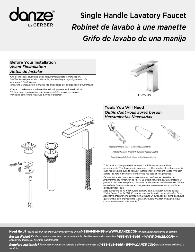 Page n°1 - Manuel utilisateur Danze D225019