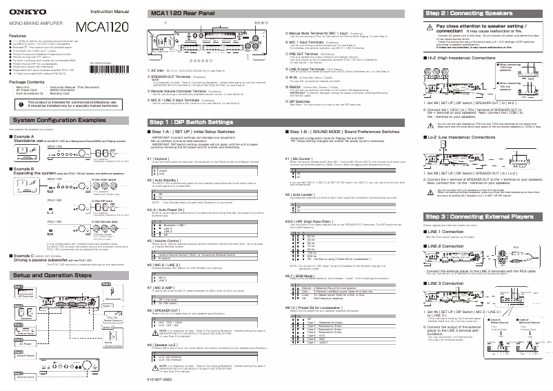Image de la première page du manuel de l'appareil MCA1120