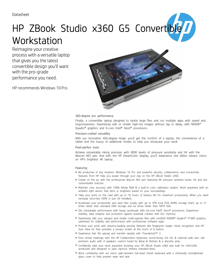 Image de la première page du manuel de l'appareil ZBook Studio x360 G5