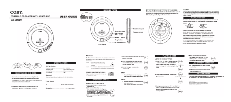 Imagen de la primera página del manual del dispositivo CXCD329