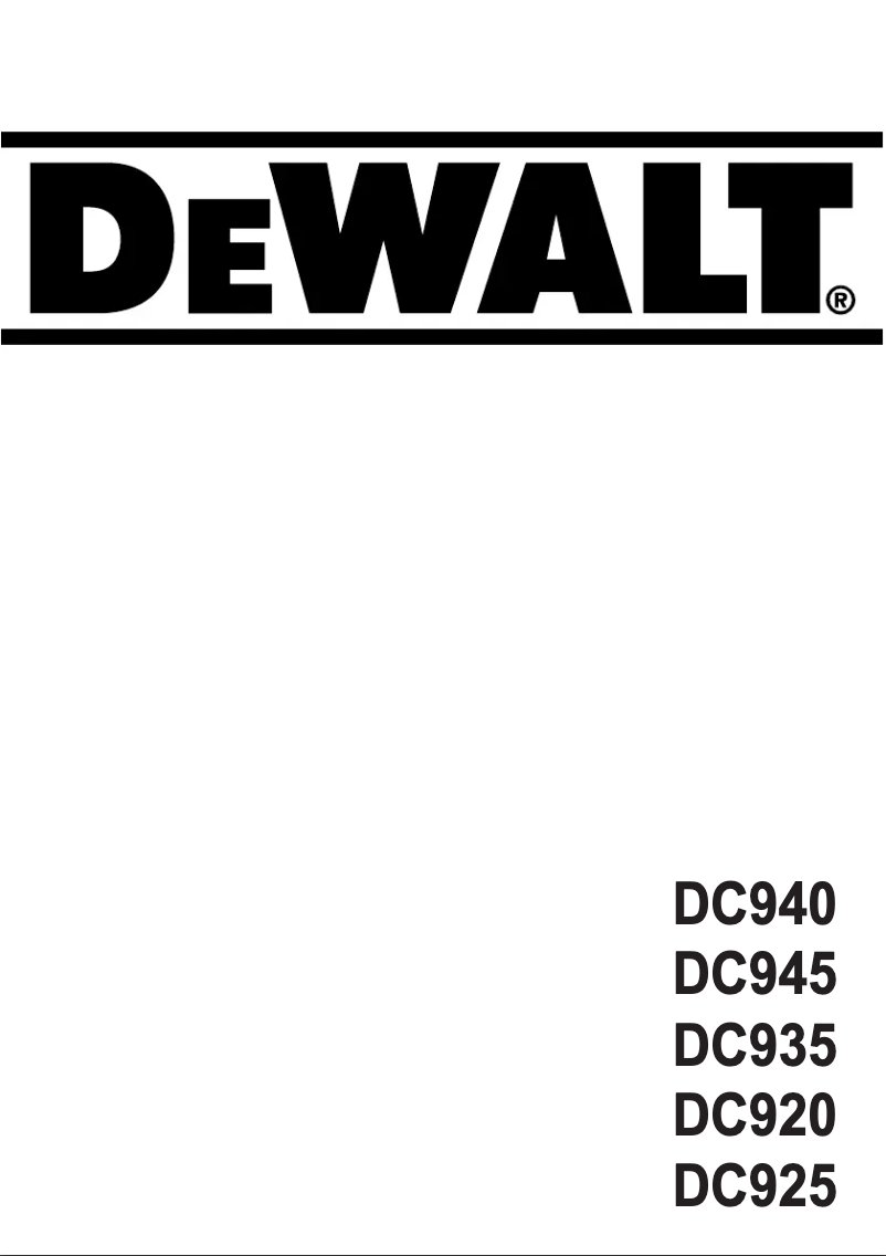 Page n°1 - Manuel utilisateur DeWalt DC930