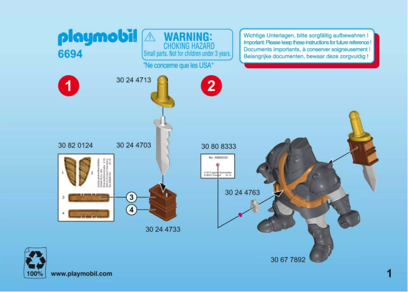 Page n°1 - Manuel utilisateur Playmobil Super 4 Black Colossus