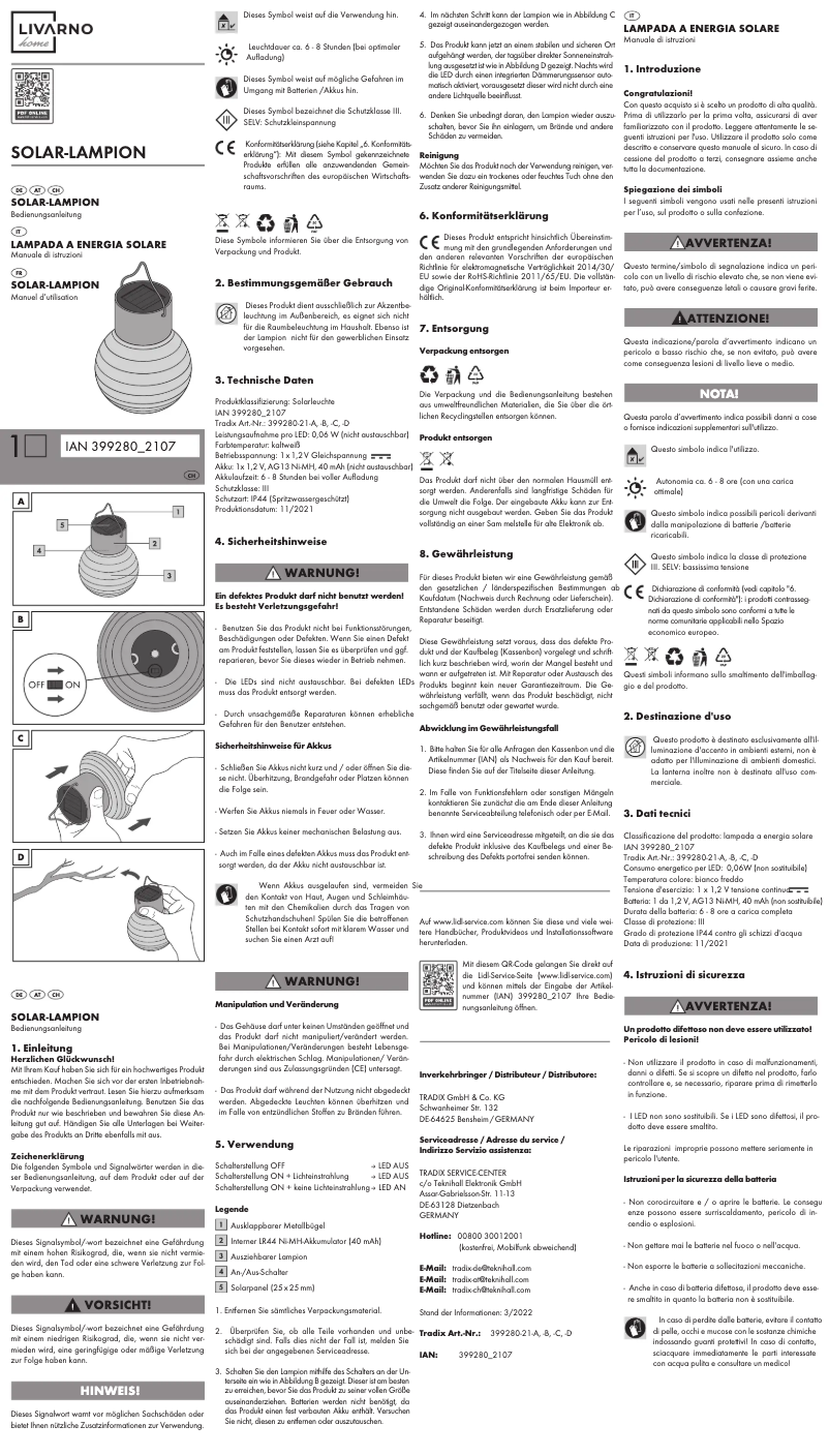 Image de la première page du manuel de l'appareil IAN 399280